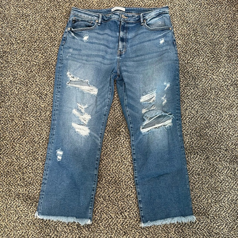 KanCan Blue Distressed Ankle Jeans